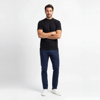 Camiseta Hombre Punto Cuello Alto Media Tortuga Negro