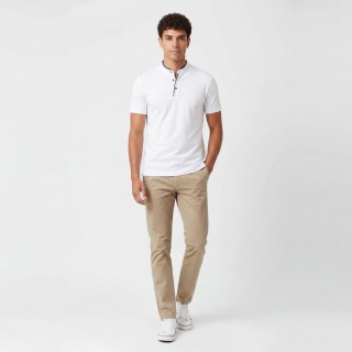 Polo Hombre Cuello Mao Botones Logo Slim