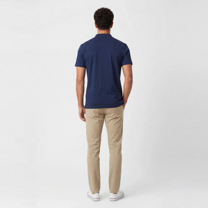 Polo Hombre Cuello Mao Botones Logo Slim