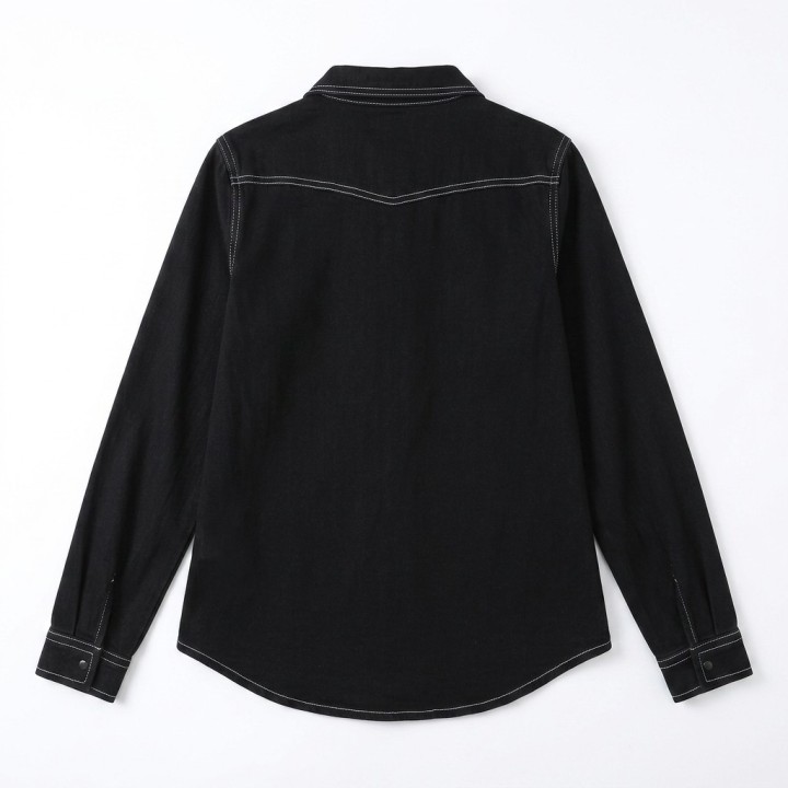 Camisa Vaquera Mujer Negra Costuras Contraste