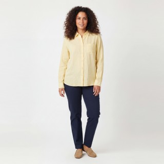 Camisa Mujer Fluida Manga Larga Amarillo Pastel