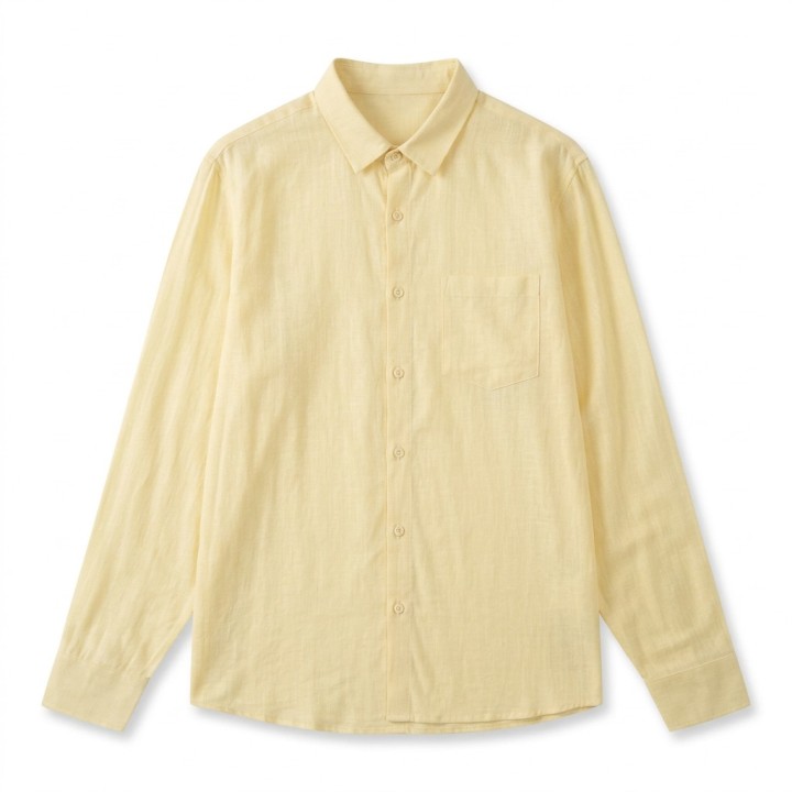 Camisa Mujer Fluida Manga Larga Amarillo Pastel