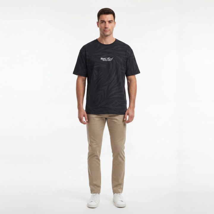 Conjunto Hombre Camiseta + Bermuda Estampado Zebra Work Hard