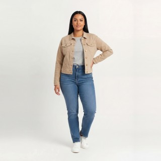 Chaqueta Vaquera Mujer Color Camel Botonadura Dorada