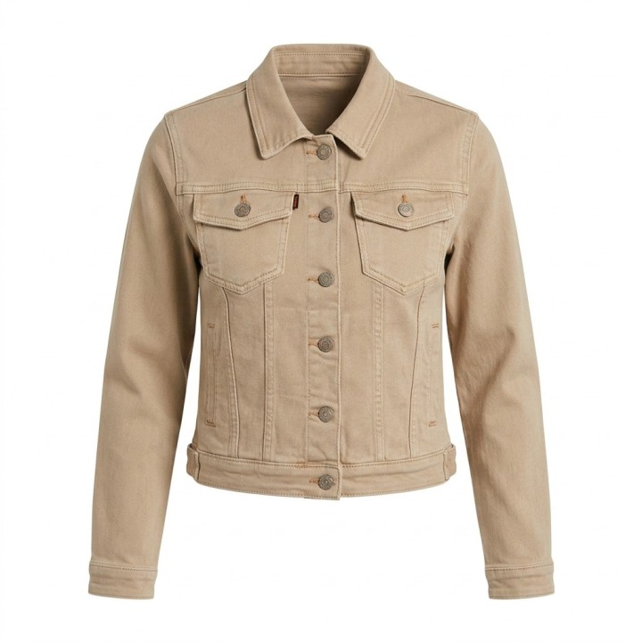 Chaqueta Vaquera Mujer Color Camel Botonadura Dorada