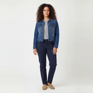 Cazadora Vaquera Crop Mujer Tallas Grandes Azul Oscuro