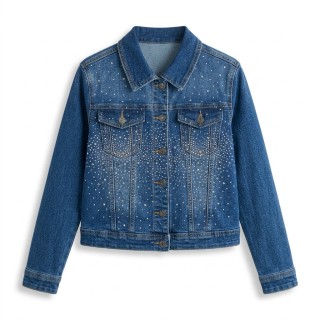 Cazadora Vaquera Crop Mujer Tallas Grandes Azul Oscuro