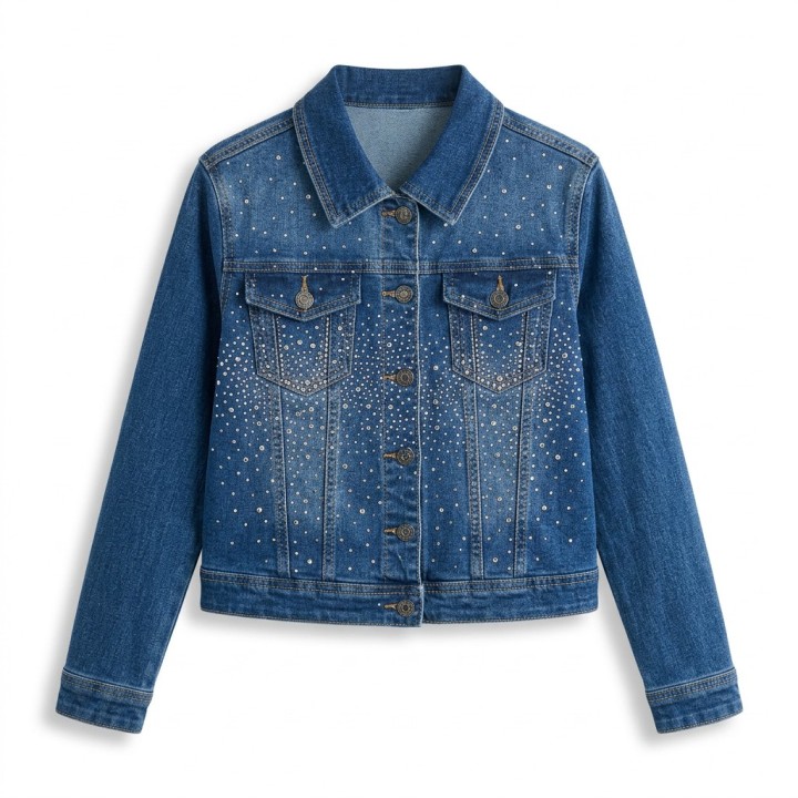 Cazadora Vaquera Crop Mujer Tallas Grandes Azul Oscuro
