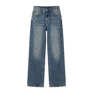 Pantalón Vaquero Mujer Recto Tiro Alto Lavado Vintage