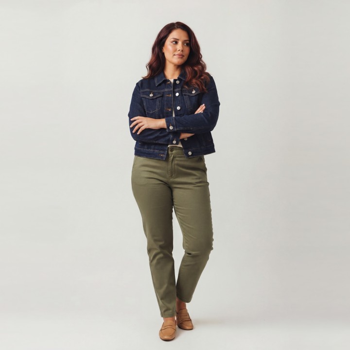 Chaqueta Vaquera Clásica Mujer Azul Marino Premium