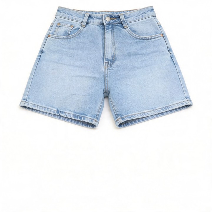 Shorts Vaqueros Mujer Cintura Alta Azul Claro
