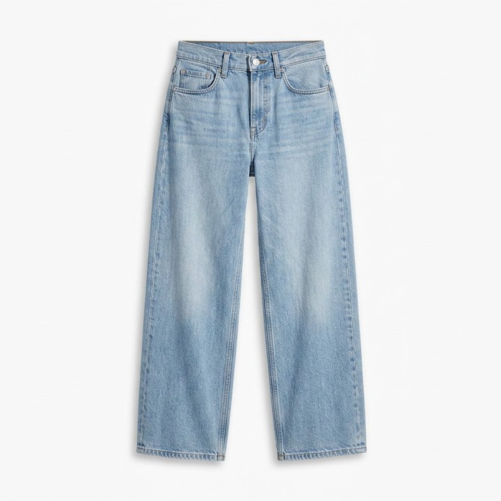 Jeans Wide Leg Mujer Cintura Alta Azul Claro