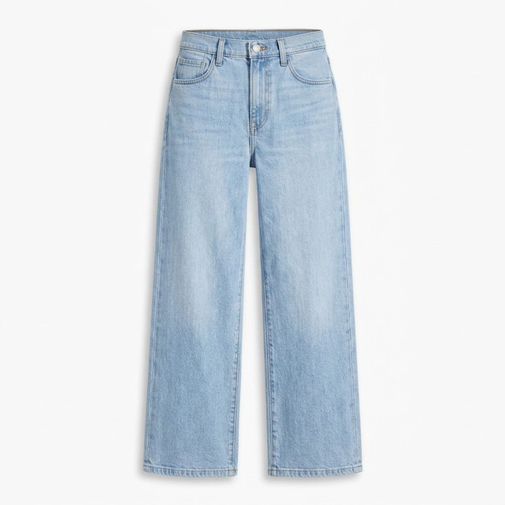 Jeans Wide Leg Mujer Cintura Alta Azul Claro Premium