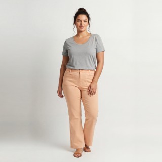 Jeans Flare Mujer Cintura Alta Naranja Pastel