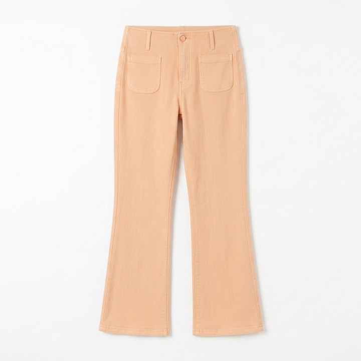 Jeans Flare Mujer Cintura Alta Naranja Pastel