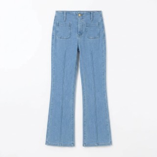 Jeans Flare Mujer Cintura Alta con Bolsillos Azul Claro