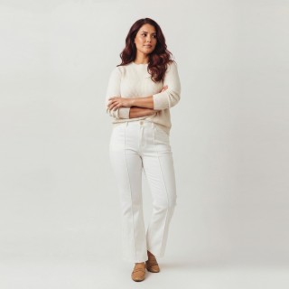 Jeans Flare Mujer Cintura Alta Blanco