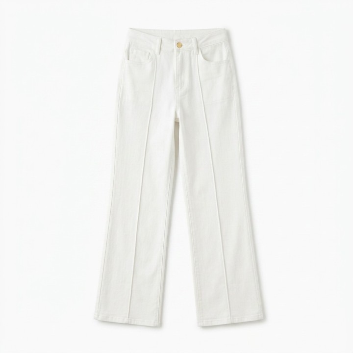 Jeans Flare Mujer Cintura Alta Blanco
