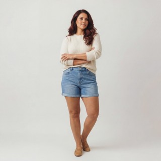 Shorts Vaqueros Mujer Cintura Alta Azul Claro Tallas Grandes