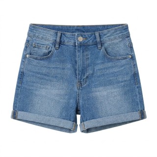 Shorts Vaqueros Mujer Cintura Alta Azul Claro Tallas Grandes