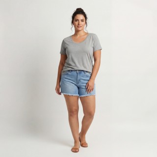Shorts Vaqueros Mujer Bajo Deshilachado Azul Claro
