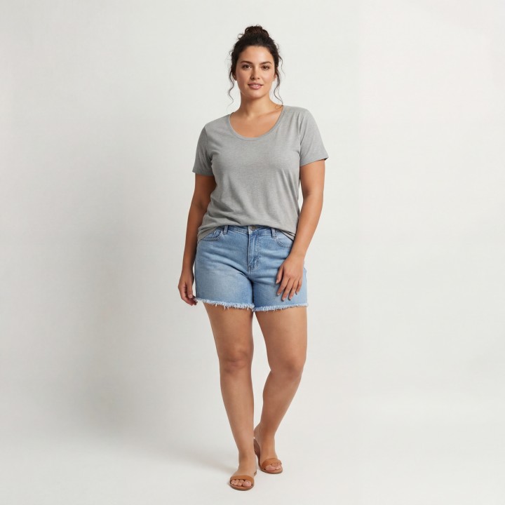 Shorts Vaqueros Mujer Bajo Deshilachado Azul Claro