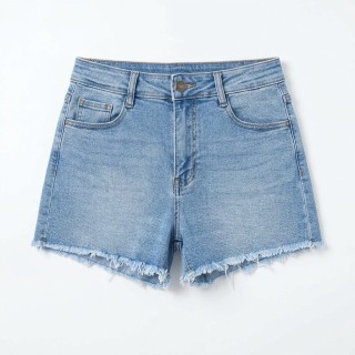 Shorts Vaqueros Mujer Bajo Deshilachado Azul Claro