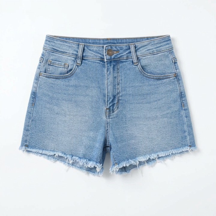 Shorts Vaqueros Mujer Bajo Deshilachado Azul Claro