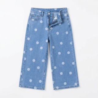 Jeans Capri Mujer con Lunares Azul Claro