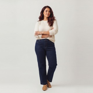 Jeans Wide Leg Mujer Azul Oscuro Premium