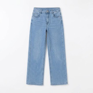 Jeans Wide Leg Mujer Tallas Grandes Azul Claro