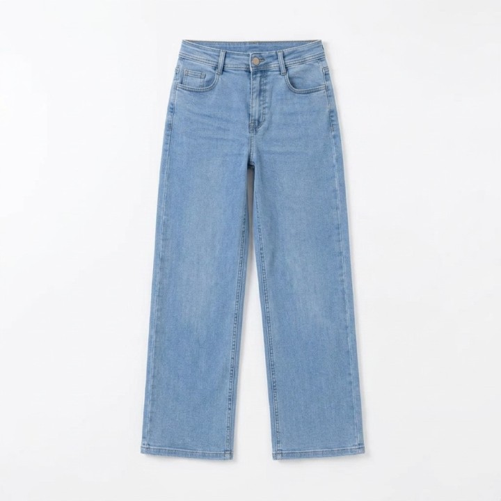 Jeans Wide Leg Mujer Tallas Grandes Azul Claro