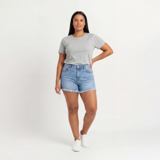 Shorts Vaqueros Mujer Mini Bajo Deshilachado Azul Claro