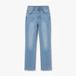 Jeans Wide Leg Mujer Cintura Alta Azul Claro Básico