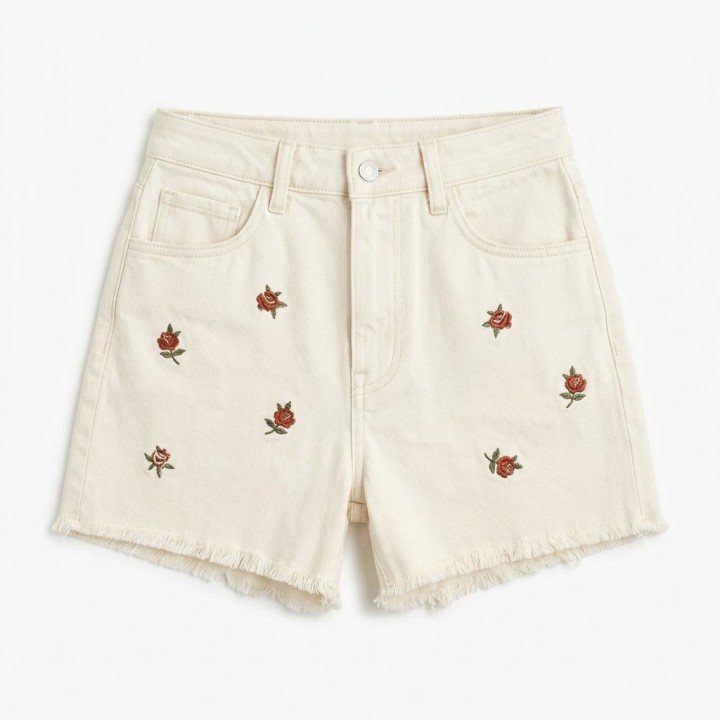 Shorts Mujer Casual Algodón Crudo