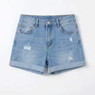 Shorts Vaqueros Mujer Rotos Tallas Grandes Azul Claro