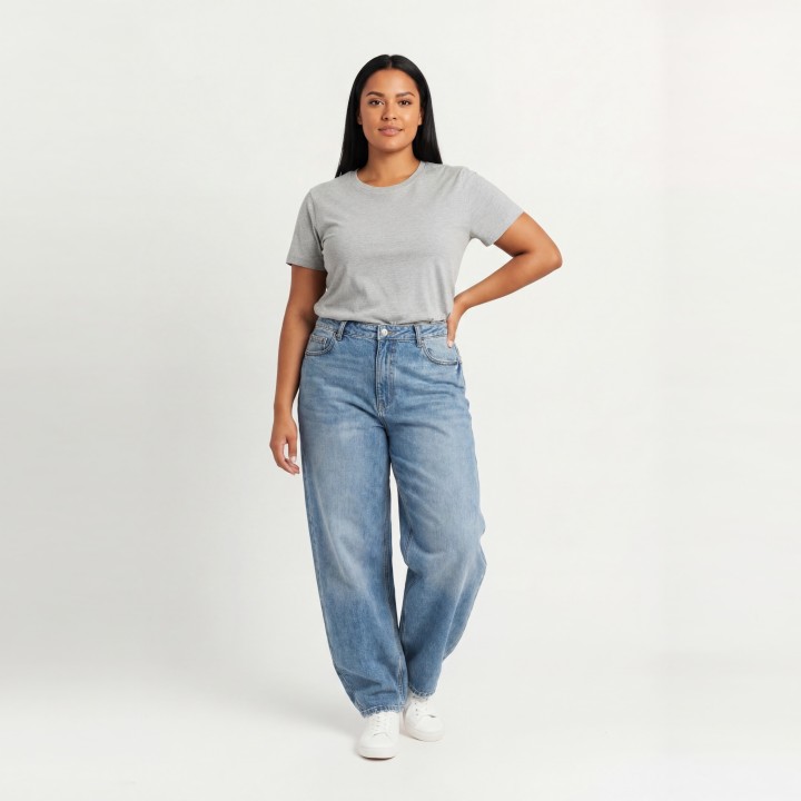 Jeans Baggy Wide Leg Mujer Tiro Bajo Azul