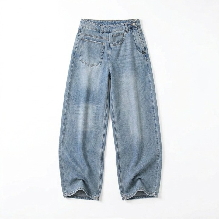 Jeans Baggy Wide Leg Mujer Tiro Bajo Azul