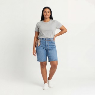 Bermuda Vaquera Mujer con Cinturón Decorativo Tallas Grandes