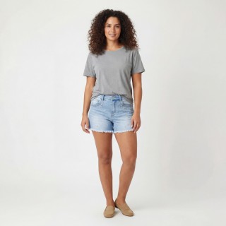 Shorts Vaqueros Mujer con Perlas Decorativas Azul Claro