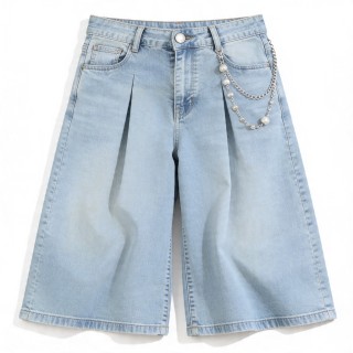 Shorts Vaqueros Mujer Azul Claro Bajo Doblado