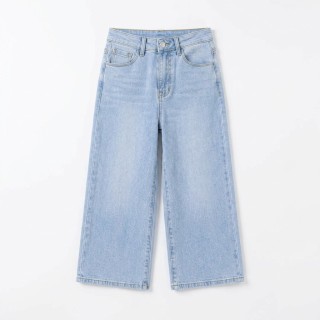 Jeans Capri Mujer Wide Leg Azul Claro