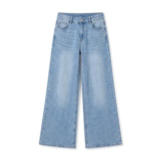 Jeans Palazzo Mujer Azul Claro Mid-Rise Stretch