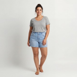 Shorts Vaqueros Mujer Cintura Alta Azul Claro