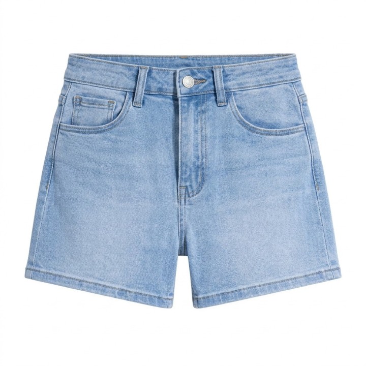 Shorts Vaqueros Mujer Cintura Alta Azul Claro