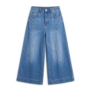 Jeans Culotte Wide Leg Mujer Azul Medio