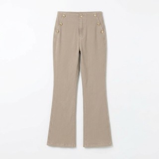 Pantalón Recto Mujer Camel Botones Decorativos