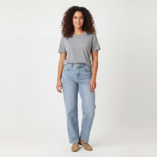 Jeans Wide Leg Mujer Azul Claro con Strass