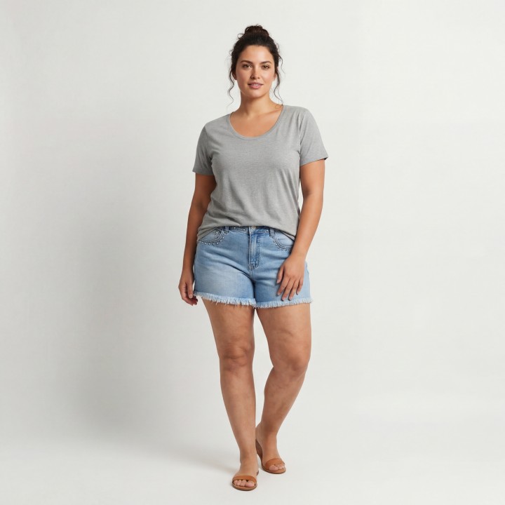 Shorts Vaqueros Mujer Azul Claro Bajo Deshilachado
