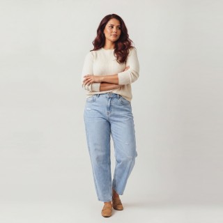 Jeans Barrel Baggy Mujer Azul Claro